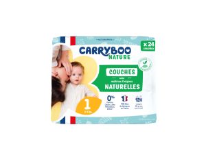 CARRYBOO Couches cologiques Non Irritantes T1/ 2-5 kg / 24 couches