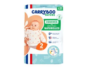 CARRYBOO Couches cologiques Non Irritantes T2/ 3-6 kg / 50 couches